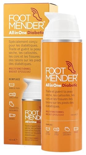 Footmender All in One Diabetic | Médicalement prouvé, maintenant disponible sur ordonnance | Traitez et soignez vos pieds secs, votre peau dure, vos cors et vos talons fissurés | 150 ml