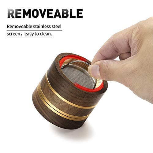DCOU Premium Grinder Moulin à épices en bois collecteur de pollen avec couvercle magnétique et collecteur de pollen 4 pièces 2,5 pouces (Or)