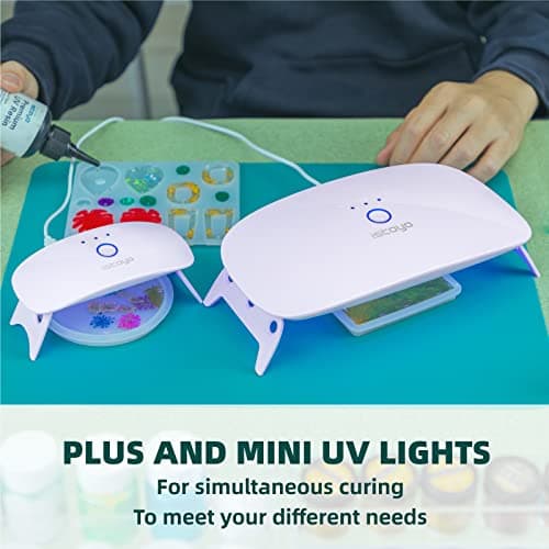 ISTOYO 48W Lumière UV pour Résine Double Longueur d’onde et Mini Lampe UV Portable, Kits de Résine Pour Résine UV, Moules en Résine, Fabrication de Bijoux