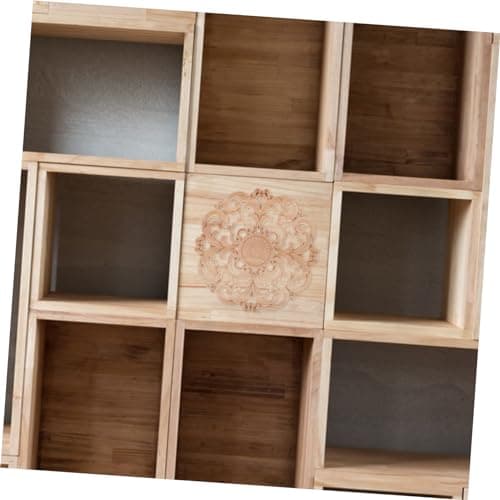 ORFOFE Rosace Sculptée Onlays De Meubles Bois Sculpté Onlay Meubles Applique Fleur Ornlay Applique Bois Non Fini Appliques Applique Non Peint Rond Onlays en Bois Moulure Bois Sculpt