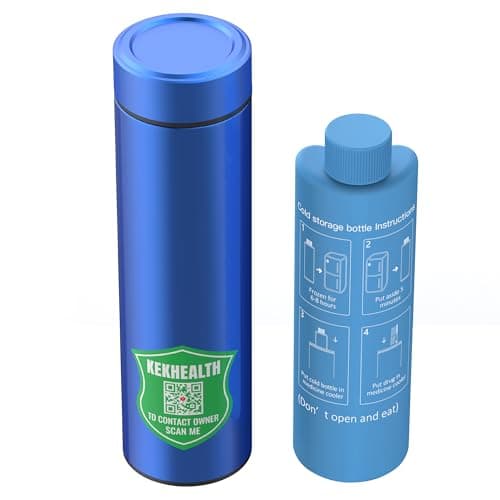 KEKHEALTH Pochette Isotherme Insuline 60H, Trousse Isotherme Medicament, Glaciere Medicale Voyage, Kit Diabète Avec 2 Sachets de Glace, Original QR Étiquette Voyage Médical(Bleu)