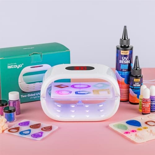 ISTOYO Lampe UV pour Résine à Deux Faces, Lumière UV pour Résine avec Affichage Numérique, Réglage de Temps plus Long (2m, 3m, 5m), Split Usagable, pour le Durcissement de la Résine, Moules en Résine