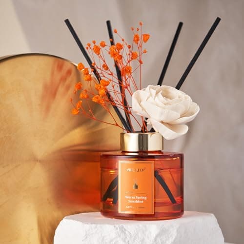 Airkeep Diffuseur de Parfum 150ml, Warm Spring Sunshine Reed Diffuser Set, Rose Parfum d Ambiance Maison, Decoration pour Chambre, Salon, Salle de Bain, Bureau