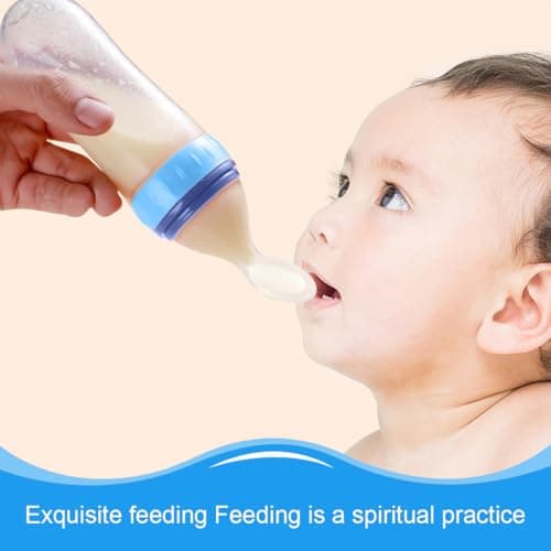 KXUSW Cuillère à Presser En Silicone Pour Bébé 90 ml,Biberon Cuillere Bebe,Biberon Cuillère,Squeeze Bouteille Alimentation à La Cuillère,Convient Aux Enfants De Plus De 3 Mois(Rose)