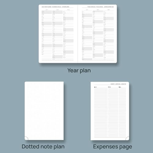 POPRUN Agenda 2025 Journalier 21,5 x 14,5 cm - Couverture Rigide, 1 Page par Jour A5 Agenda, D'Jan 2025 à Déc 2025-12 Mois, Avec signet à 2 rubans, Papier Certifié FSC® 80 g/m2, Noir