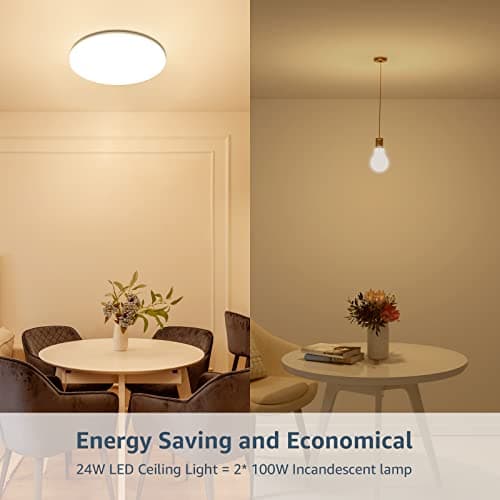 Lepro Plafonnier LED 15W, Luminaire Plafonnier Étanche IP54 Blanc Chaud 3000K 1500LM, Angle de Faisceau 120 °, Plafonnier LED Idéal pour Salle de Bain, Balcon, Couloir, Cuisine, Salon(Φ22)