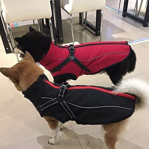 Morezi Veste imperméable pour Chien,col Montant,bandoulière et Ceinture réfléchissante,adaptée aux Chiens de Taille Moyenne et Grande-Rouge-XS