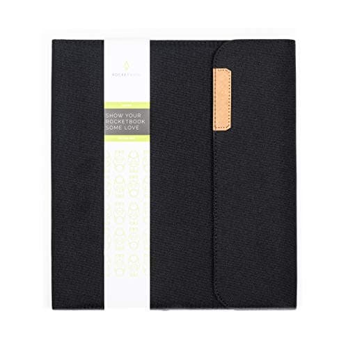 Rocketbook Capsule 2.0 Folio Cover pour Core, Panda et Fusion | 100% Recyclable, avec Porte-Stylo, Fermoir Magnétique et Rangement Intérieur | Noir, Format Lettre A4 21 cm x 29,7 cm