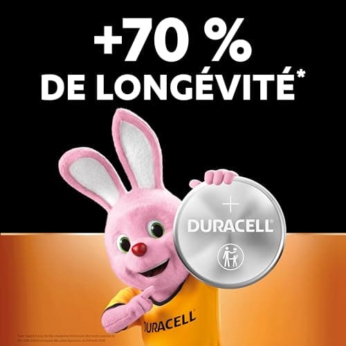 DURACELL CR2032 Piles Boutons au lithium 3V (lot de 4) - Jusqu’à +70 % de longévité - Technologie Sécurité Enfant - Recommandées pour l’AirTag d’Apple - Emballage Sécurité Enfant