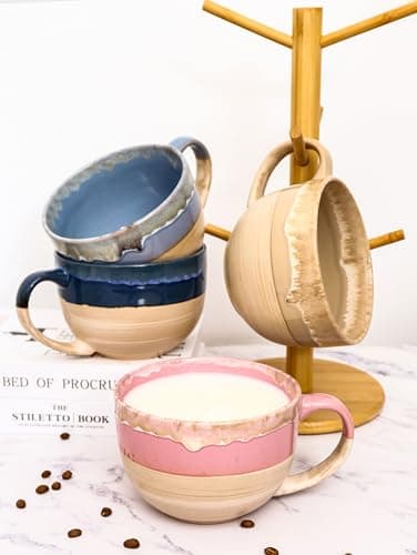 hengshukeji Grandes tasses à café en céramique de 700 ml, bols à soupe avec poignées, tasse à thé extra grande pour bureau et maison