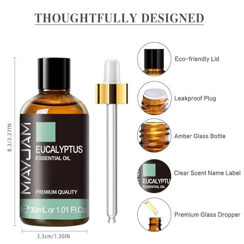 MAYJAM Huile Essentielle de Eucalyptus 30ML de Haute Qualité pour Diffuseur, Humidificateur, DIY, Home, Wardrobes