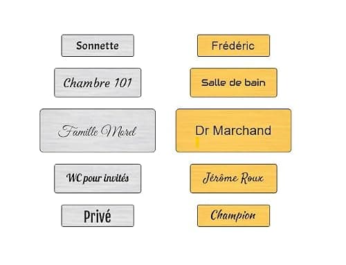 Plaque boite aux lettres, étiquettes de porte personnalisables, enseigne autocollante nom personnaliser - avec 1 ligne - argent/or - Différentes tailles au choix - plaquette de sonnette -