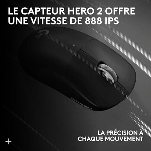Logitech G PRO X SUPERLIGHT 2, souris gaming sans fil, souris Pro-Grade 60 g avec 5 boutons programmables, capteur 44 000 DPI, taux de rapport 8 kHz, recharge USB-C pour PC/Mac- Noir