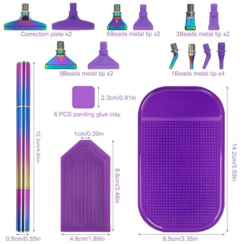 AIFUDA Lot de 22 stylos de peinture diamant 5D avec 12 embouts filetés pour loisirs créatifs
