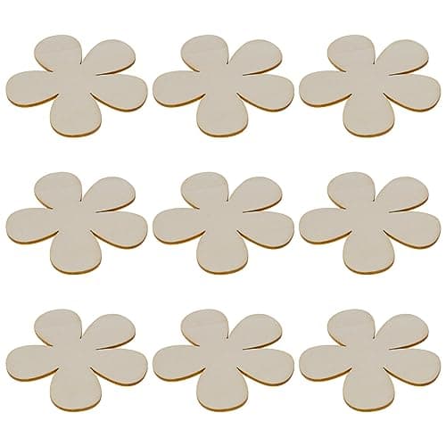 YINETTECH Lot de 30 copeaux de bois vierges en forme de fleur à suspendre - Accessoires pour loisirs créatifs, décoration d'intérieur - B
