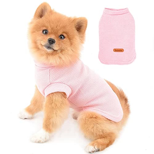 PAIDEFUL Chemises pour Petits Chiens de Taille Chats Gilet en Coton Doux de Couleur Unie Tee-Shirt Respirant Débardeurs Chiot Chihuahua Vêtements t-Shirts Été pour Animaux de Compagnie Rose M