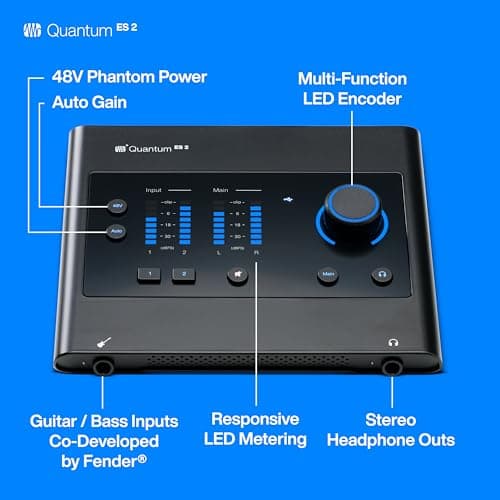 PreSonus Quantum ES 2 Interface Audio USB-C, 2x2, 24 bits/192 kHz avec Préamplis MAX-HD et Logiciel Studio One+