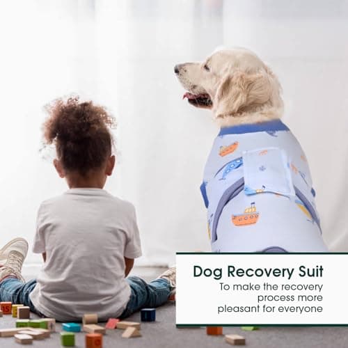 Kuoser Combinaison de Récupération Chirurgicale pour Chiens et Chats, Anti-Léchage Chiot Chemise de Récupération pour Plaies Abdominales, Col en E Alternative pour Petite Moyenne Grande Chien