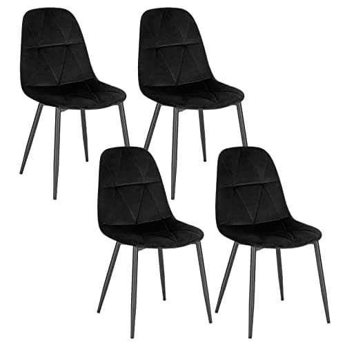 Lestarain Lot de 4 Chaises de Salle à Manger, Chaise Salon, Chaise Scandinave, Chaise de Cuisine en Velours avec Pieds en métal, Assise Rembourré, Nior LCNI109004-4