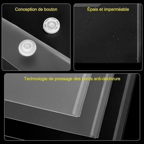 ASelected Lot de 40 Pochette Plastique Document A4, Pochettes Classeur en Plastique A4 Transparente, Porte Document, Chemise Plastiques Transparents - 235×320MM