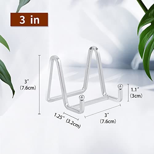 Chevalet Support Presentoir Porte Assiette - 3 Pouces Metal Support Assiette Decorative - Support Cadre Photo de Table - Présentoir de Fer pour Plaque | Livre Cuisine | Carte Postale | Art - argenté