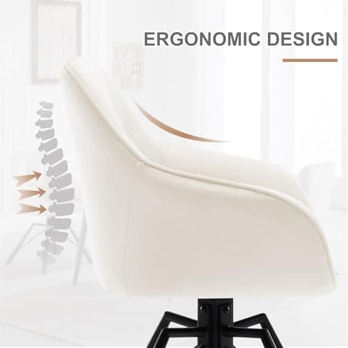 WOLTU Chaise Pivotante à 360°, Lot de 4, Chaise Salle à Manger, Chaise Scandinave, Chaise de Cuisine, Fauteuil Salle à Manger, en Velours, Assise Rembourrée, Pieds en Métal, Crème, BH365cm-4