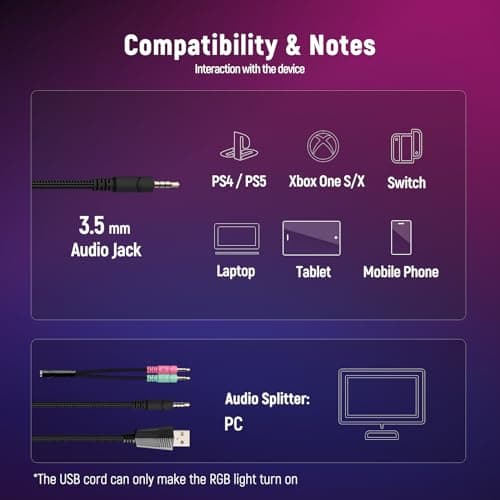 Ozeino Casque Gaming pour PS5 PC PS4, Casque Gamer pour Micro RGB 7 Couleurs Transducteurs 50mm Stéréo Basse Micro Anti-Bruit Réglable Compatible avec Switch Xbox Series X & S-Bleu Nior