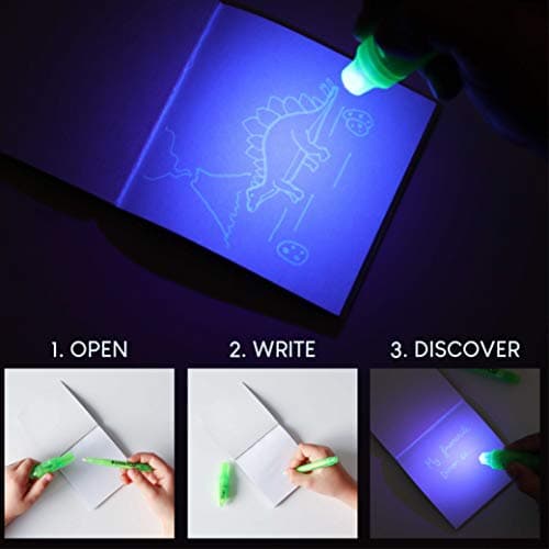 BONNYCO Stylo Encre Invisible et Carnet de Notes, Pack 16 Dinosaure Petits Cadeaux Anniversaire pour les Garçons et Filles | Cadeau Anniversaire Enfants et Jouets Pinata | Anniversaire Dinosaure