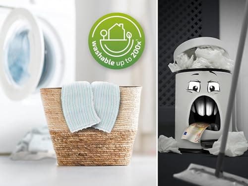Leifheit Lot de 2 housses lave-sol Clean Twist M Ergo micro duo, housse de rechange microfibres, housse pour balai à plat nettoyante et absorbante, housse polyvalente tous sols, housse double fibre