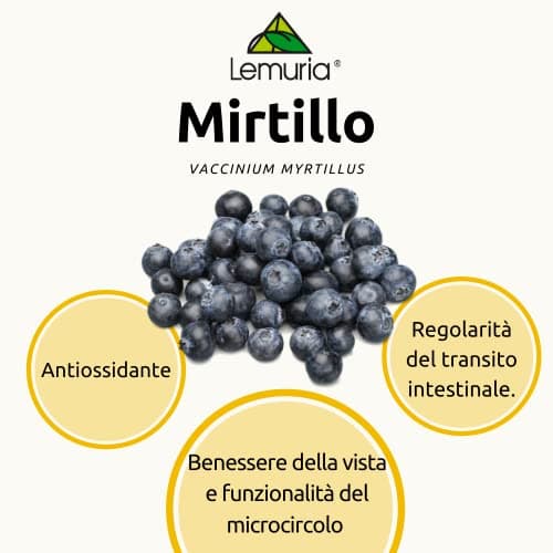 Lemuria - Myrtille E.T. - Favorise la motilité gastro-intestinale régulière - Complément alimentaire 100% naturel - 30 ml - Sans alcool ni lactose - Végan - Fabriqué en Italie