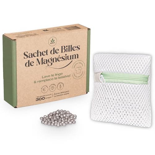 Moonizip Lessive Ecologique, Economique, Hypoallergénique - Réutilisable 300/350 fois - Sachet de billes de magnésium - Lave & remplace la lessive - Sans Détergent Sans Parfum (1 Sachet)