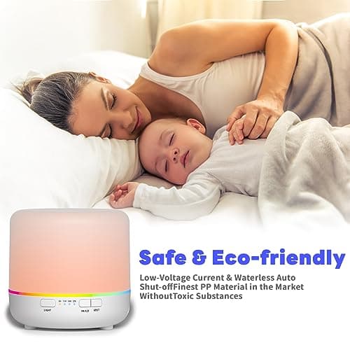 Diffuseur d'arômes 200 ml Diffuseur d'huiles essentielles colorées avec mode de brume réglable, diffuseur d'arôme automatique pour chambre à coucher, bureau, voyage (Blanc-2Z-JY02)