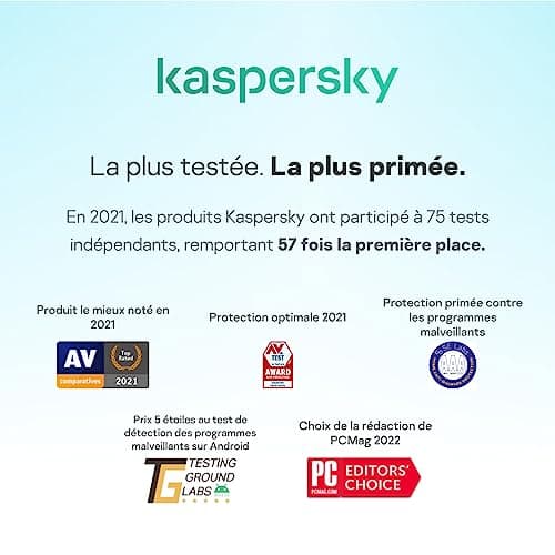 Kaspersky Standard Anti-Virus 2024 | 1 appareil | 1 an | Sécurité Avancée | Protection bancaire | Optimisation des performances | PC/Mac/Mobile | Code d'activation par email