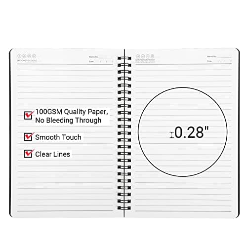 Yarotm Cahier ligné à spirale A5, 2pcs 5.5x8.3inch Lined Travel Notebooks Journal, Bloc-notes mémo carnet de croquis, livre à spirale ligné pour affaires de bureau-couverture noire
