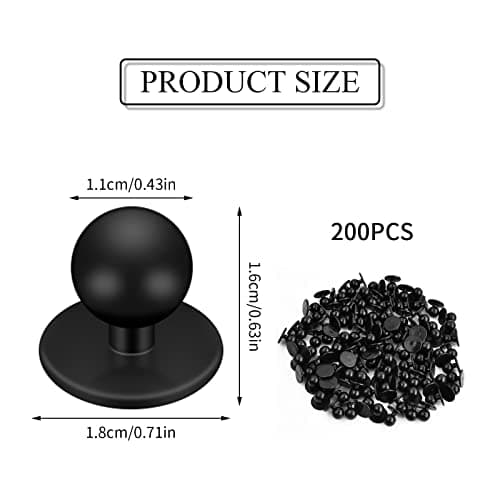 Rapidbok 100pcs Boutons de Boule de Chef, Boutons de Veste de Cuisine Noir avec Tête de 12mm de Diamètre, Boutons Ronds pour Veste de Chef, Boutons de Manteau de Chef, Boutons en Plastique de Chef