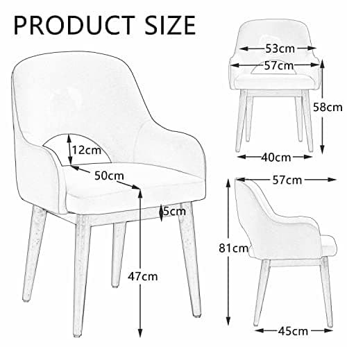 SEPNINE Chaises de Salle à Manger 2pcs,Fauteuils De Cuisine RembourréS du Milieu du SièCle avec Pieds en Bois Massif Et Velours Fauteuils RembourréS pour Salle à Manger, Salon, Chambre à Coucher