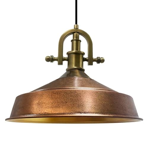 bamyum Asletl-Marine Lampe à Suspendre Industrielle, Abat-Jour de 41 cm, Lampes de Cuisine Modernes en Métal, Lampe à Suspendre E27 pour le Salon et la Salle à Manger, Couleur Cuivre
