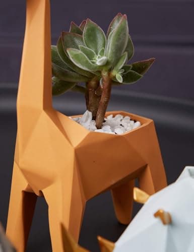 Amoy-Art Succulent Planteur Giraffe Arts Statue Animal Cadeau Décor Moderne Figurine Sculpture Maison Décoration Résine Cactu Pot 23cm