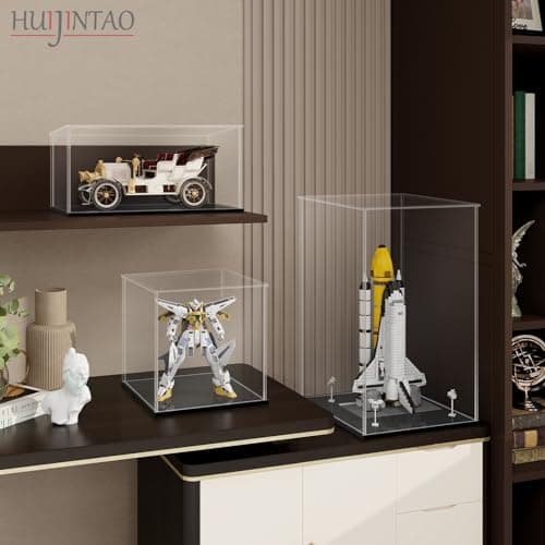 Huijintao Vitrine Acrylique, Vitrine Exposition Transparent, Vitrine Figurine, Vitrine pour Collection, vitrine Voiture Miniature pour Figurines, Jouets, Objets de Collection, Noir (15x15x25 cm)