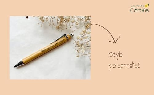 Stylo à bille bambou personnalisé/Cadeau maitresse mariage témoin fête des pères/En bois personnalisable/Entreprise anniversaire Comité