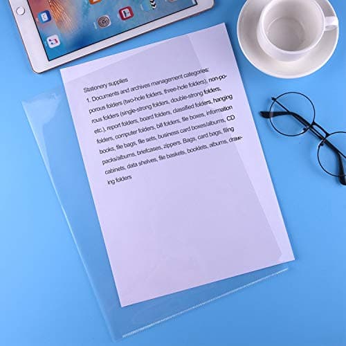 FEPITO 25 Pcs A4 Cut Flush Folders Couverture De Fichier Transparent En Plastique