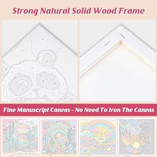 GHHKUD 4 Pack Paysage Peinture à Numéros Enfants Adultes Débutants, DIY Peinture Acrylique pour Adultes Enfants débutants Facile sur Toile avec peintures et pinceaux, Kits de Loisirs Créatifs 20×20cm