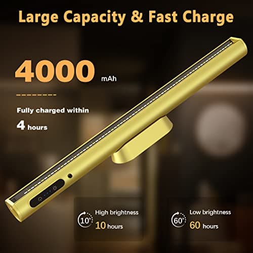bravzurg Reglette LED Cuisine Sans Fil, 4000mAh Lampe de Bureau Rechargeable USB, Lumiere Magnétique avec Télécommande, Eclairage Murale pour Placard, Tableau, Miroir, Armoire, Bibliothèque