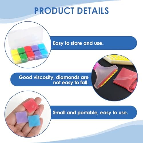 100 Pcs Diamant Peinture Colle Argile, Argile de Colle Diamond Painting Ensemble Multicolore 2x2 cm pour Artisanat DIY, Cire Adhésive Forte pour Peinture au Diamant, Point de Croix et Décoration