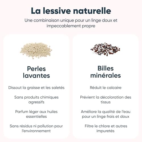 aecodune 2 Ans de Lessive Ecologique Economique - 240 Lavages Boule - Machine a Laver - Perles de Linge Poudre Naturelle Zero Dechet - Hypoallergenique Citron - Anti Calcaire