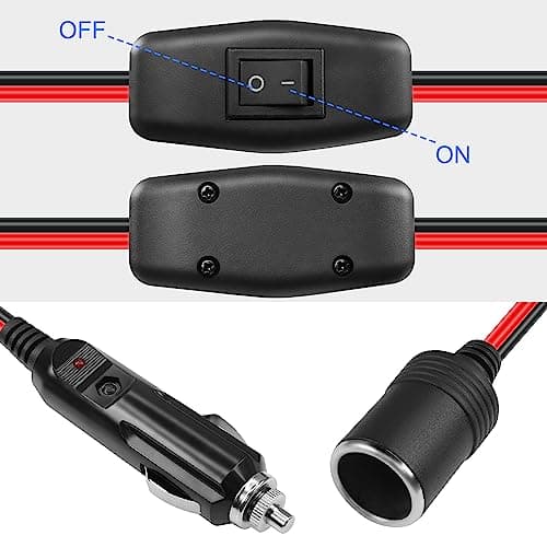 GELRHONR Rallonge Allume-Cigare de Voiture 12v avec Interrupteur Marche/arrêt, Prise de câble Adaptateur Allume-Cigare de Voiture Prise mâle à Femelle avec fusible 25a 12AWG (2M/6.6Ft)