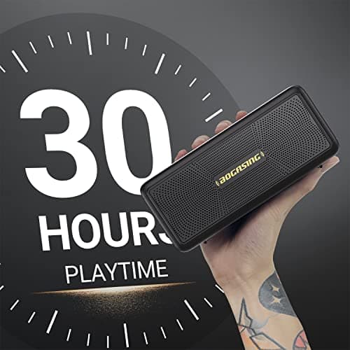 BOGASING Enceinte Puissante M5, 40W Surround Stéréo, Basses Profondes Haut Parleur, Autonomie 30 h, Bluetooth 5.3, Étanche IPX7, EQ, AUX, TF Carte, USB, sans Fil Portable pour d'Extérieur