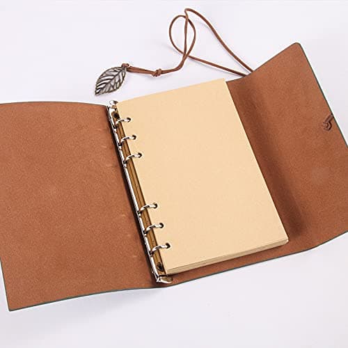 Bloc-notes relié en cuir rétro A6, 12,5 cm x 18,5 cm avec pages vierges non lignées