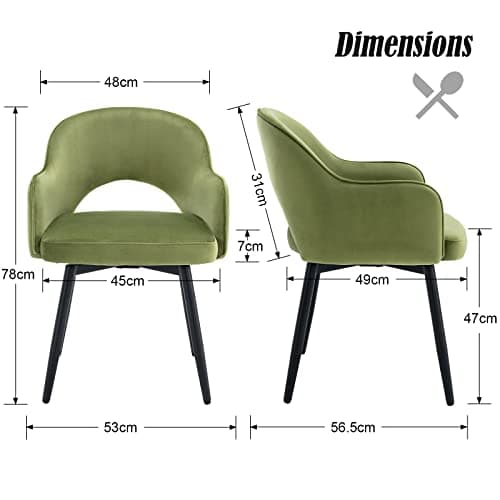 chairus Lot de 2 Chaises de Salle à Manger en Velours Moderne Fauteuil Rembourrée Chaise Pivotante à 360° pour Bureau Salon (Vert-2 (Velours))