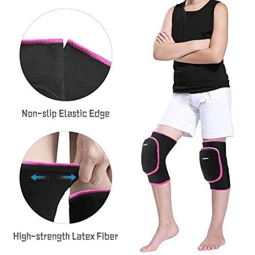 EULANT Genouillere Danse pour Enfant,Elastique Genouillère Volleyball,Protection Roller Garçons,Souple Protege Genoux Sport pour Handball Football Skate VTT Yoga Hip Hop Patinage,M